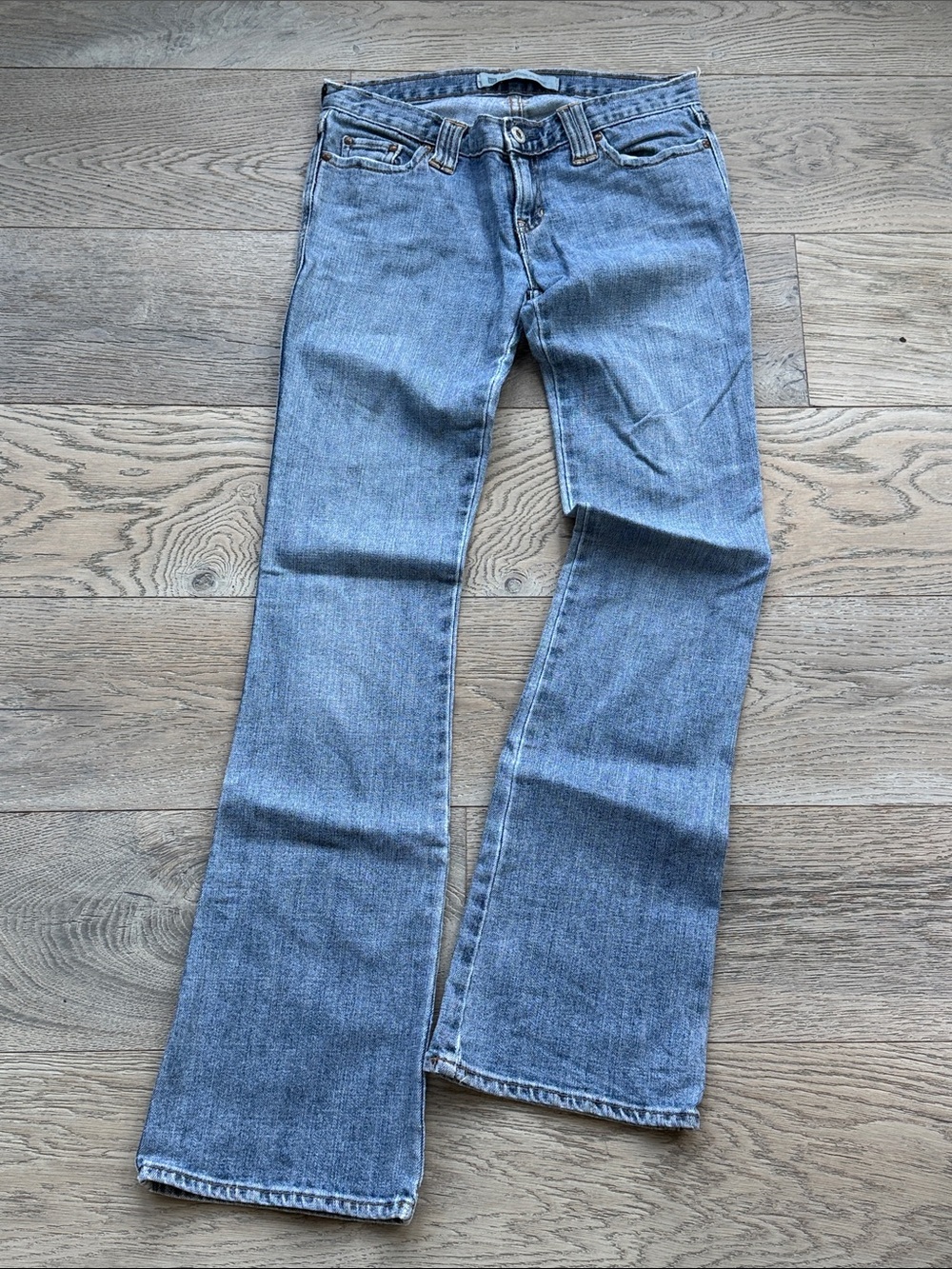 Y2K GAP Original Medium Light Wash Low Rise Flare Denim Jeans Double Belt Loops